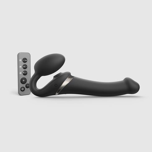 Vibrating Multi Orgasm Bendable Strap-on Color Black